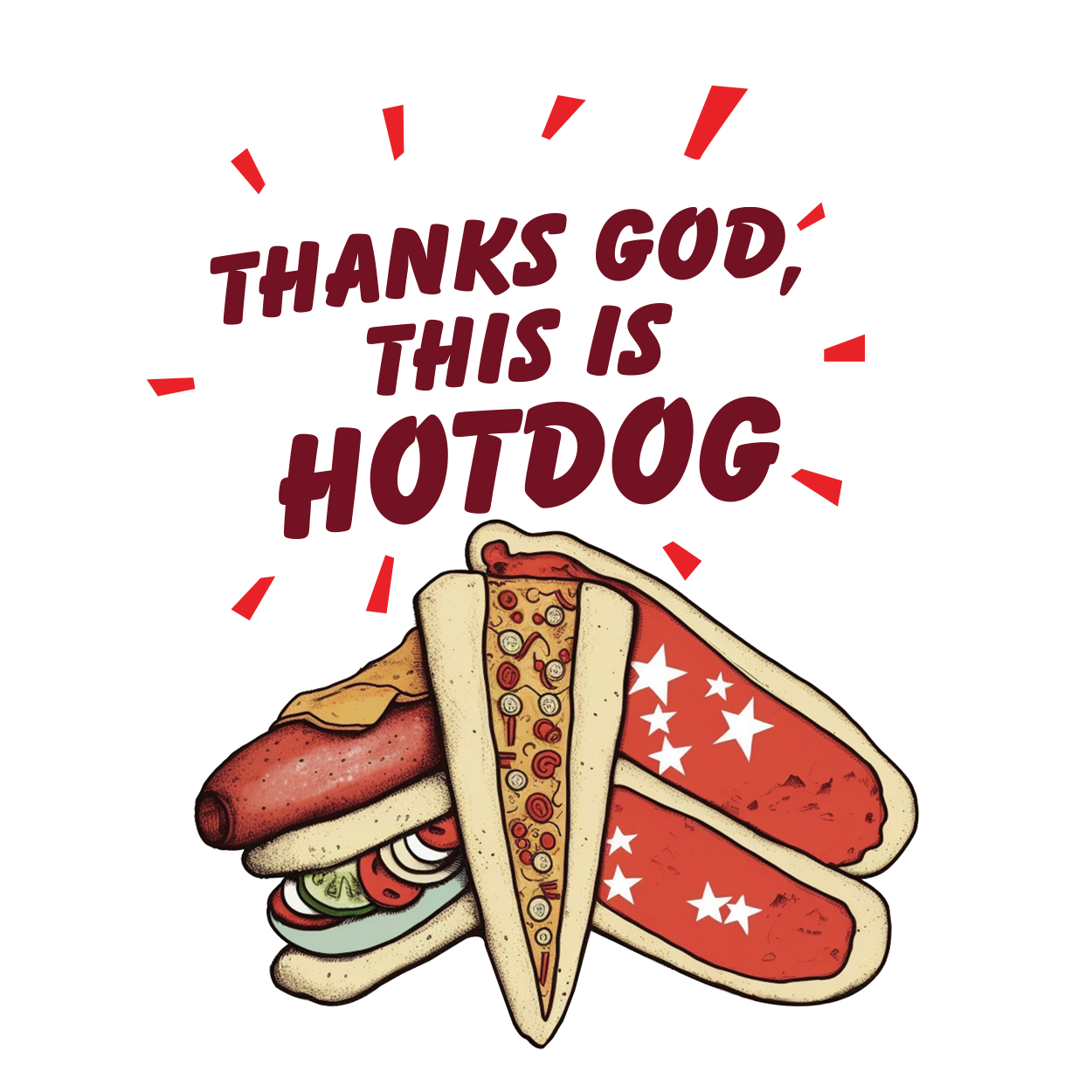 Heavenly Frankfurter - Grateful Hot Dog Stickers