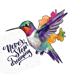 Whimsical Hummingbird - Never Stop Dreaming Sticker