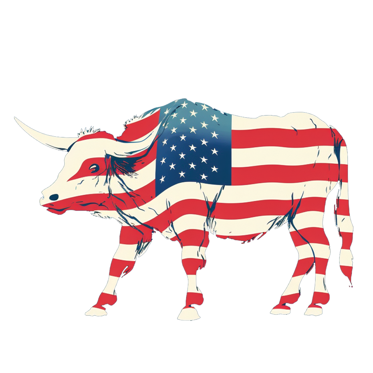 Patriotic Bovine - Wall Street Cow Stickers