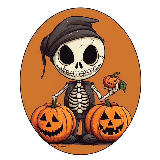 Bone-Chilling Bond: Skeleton's Pumpkin Embrace