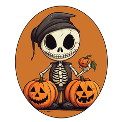 Bone-Chilling Bond: Skeleton's Pumpkin Embrace